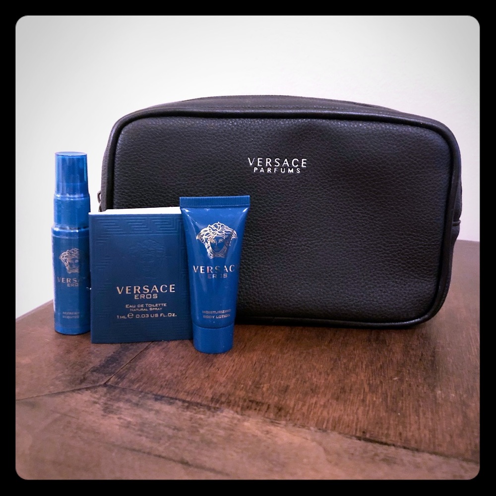 Versace Black Leather Cosmetic Travel Bag